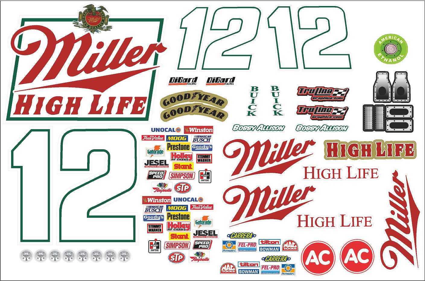 Bobby Allison 12 Miller high Life RC Decals
